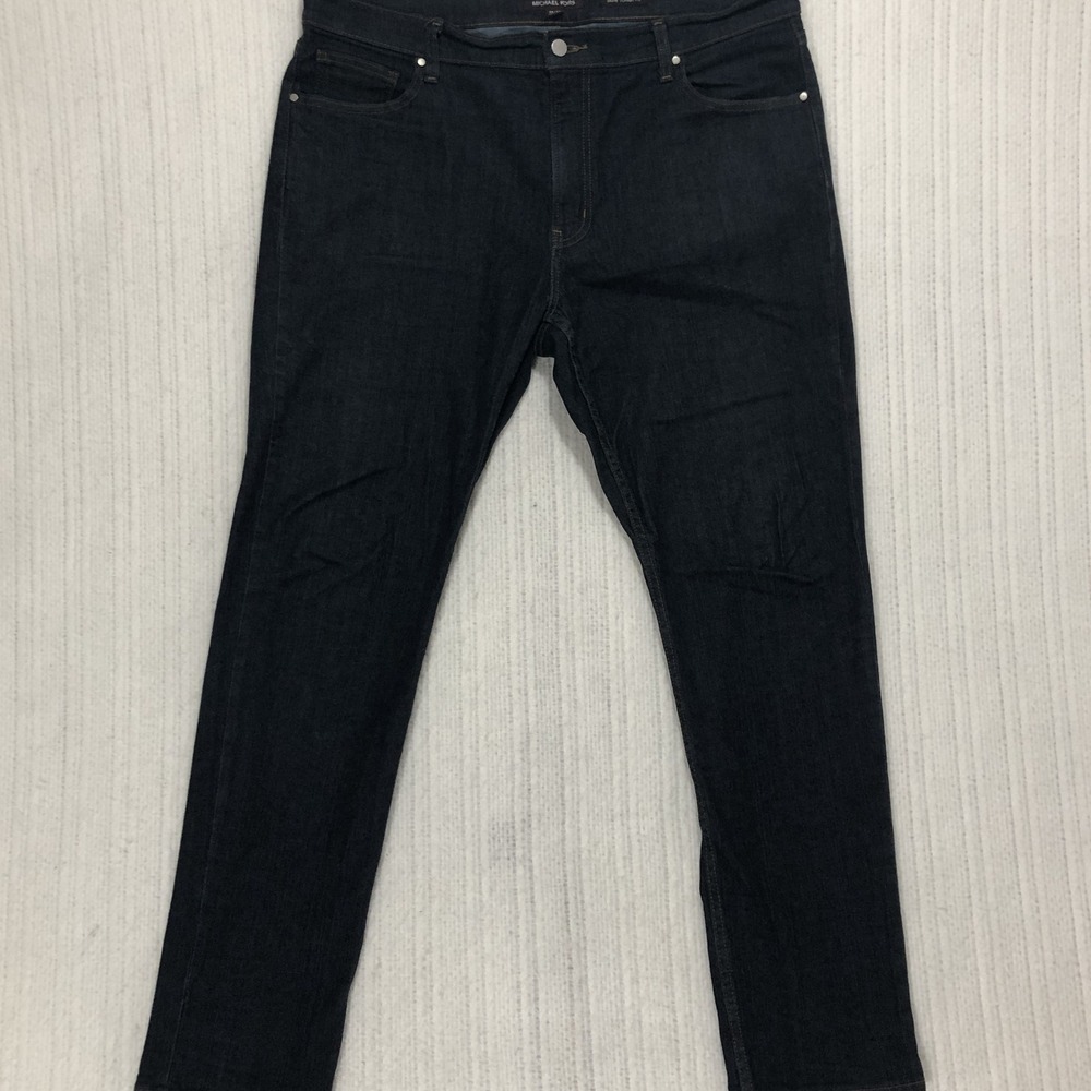 Michael Kors Grant Classic Fit Mens Dark Wash Indigo Stretch Jeans 38x32